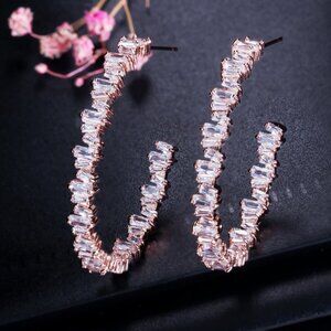 Fashion Big Open Crystal Round Hoop Earrings for Women, VP1016